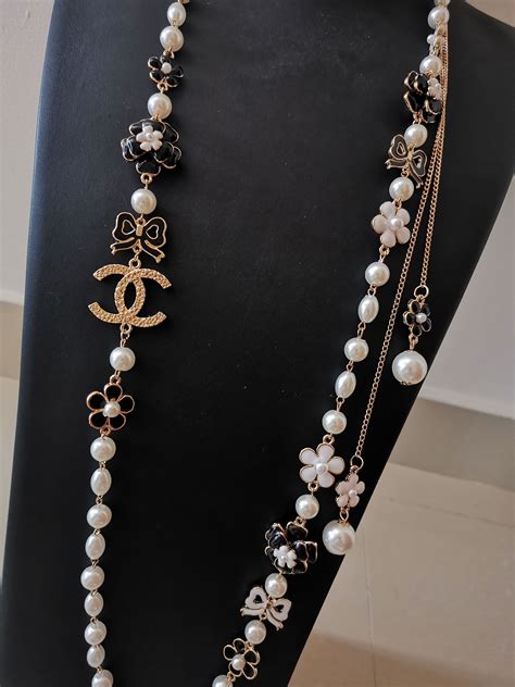 costume jewellery chanel long necklace replica inspired|chanel jewelry designer.